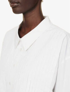 Smoking Pleated-panel Relaxed-fit Cotton Shirt -Ted Baker Store R04151424 WHITE ALT04