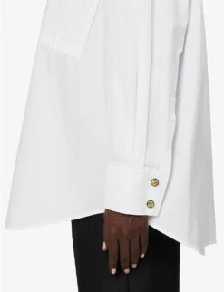Smoking Pleated-panel Relaxed-fit Cotton Shirt -Ted Baker Store R04151424 WHITE ALT05