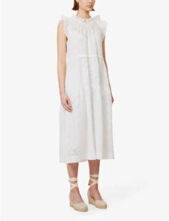 ME AND EM Broderie Cotton Maxi Dress 9 ME AND EM Broderie Cotton Maxi Dress -Ted Baker Store R04151481 SOFTWHITE ALT02