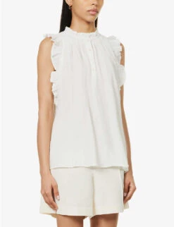 ME AND EM Summer Frilled-trim Cotton Blouse -Ted Baker Store R04151489 SOFTWHITEWHITESTR ALT02