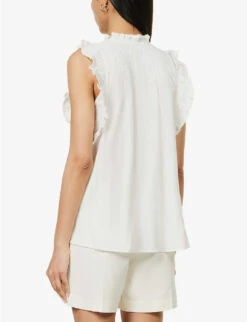 ME AND EM Summer Frilled-trim Cotton Blouse -Ted Baker Store R04151489 SOFTWHITEWHITESTR ALT03