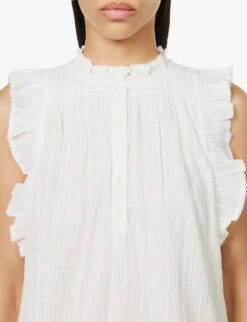 ME AND EM Summer Frilled-trim Cotton Blouse -Ted Baker Store R04151489 SOFTWHITEWHITESTR ALT04