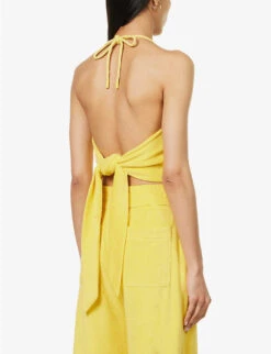 ME AND EM Cropped Cotton-blend Halter-neck Top -Ted Baker Store R04151502 SUPERLEMON ALT03