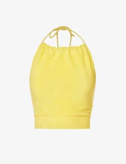 ME AND EM Cropped Cotton-blend Halter-neck Top