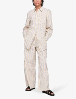 Faria Striped Oversized Organic-cotton Shirt -Ted Baker Store R04151533 YELLOWSTRIPE ALT01