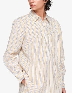 Faria Striped Oversized Organic-cotton Shirt -Ted Baker Store R04151533 YELLOWSTRIPE ALT02