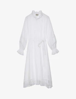 Zadig & Voltaire Rada Pleated And Lace Cotton-blend Midi Dress