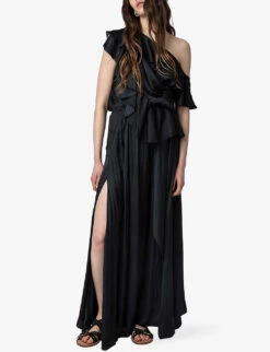 Zadig & Voltaire Ryu Recycled Polyester-blend Satin Maxi Dress -Ted Baker Store R04151952 NOIR ALT01