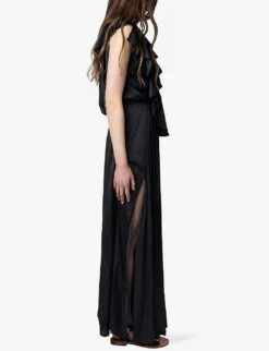 Zadig & Voltaire Ryu Recycled Polyester-blend Satin Maxi Dress -Ted Baker Store R04151952 NOIR ALT02