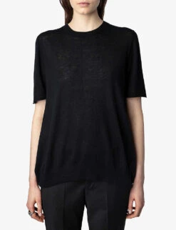 Zadig & Voltaire Ida Signature-wings Cashmere Top -Ted Baker Store R04151983 NOIR ALT04