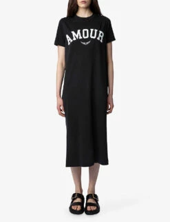 Zadig & Voltaire Zaid Amour Cotton T-shirt Dress 7 Zadig & Voltaire Zaid Amour Cotton T-shirt Dress -Ted Baker Store R04151994 NOIR ALT01