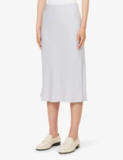 THEORY Mid-rise Flared-hem Silk Midi Skirt -Ted Baker Store R04152413 HYDRANGEA ALT02