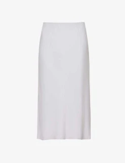 THEORY Mid-rise Flared-hem Silk Midi Skirt