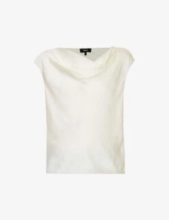 THEORY Cowl-neck Sleeveless Satin Top