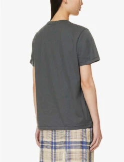 Ganni Logo Graphic-print Organic Cotton-jersey T-shirt -Ted Baker Store R04152887 VOLCANICASH ALT03