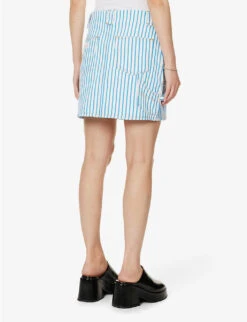 Ganni Stripe-embellished Organic-denim Mini Skirt -Ted Baker Store R04152902 BRIGHTWHITE ALT03