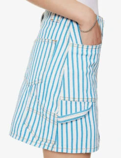Ganni Stripe-embellished Organic-denim Mini Skirt -Ted Baker Store R04152902 BRIGHTWHITE ALT04