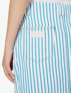 Ganni Stripe-embellished Organic-denim Mini Skirt -Ted Baker Store R04152902 BRIGHTWHITE ALT05