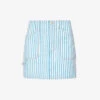 Ganni Stripe-embellished Organic-denim Mini Skirt 2 Ganni Stripe-embellished Organic-denim Mini Skirt -Ted Baker Store R04152902 BRIGHTWHITE M