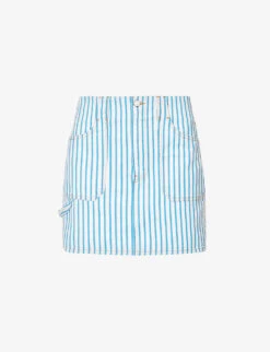 Ganni Stripe-embellished Organic-denim Mini Skirt