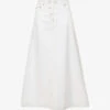 Ganni Mid-rise Logo-appliqué Organic-denim Maxi Skirt