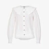 Ganni Wide-collar Ruffle-trim Organic-cotton Shirt -Ted Baker Store R04152933 WHITE M