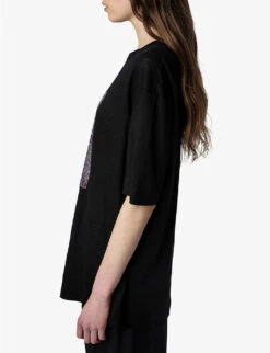 Zadig & Voltaire Suzy Lion Graphic-print Linen T-shirt 9 Zadig & Voltaire Suzy Lion Graphic-print Linen T-shirt -Ted Baker Store R04153150 NOIR ALT02