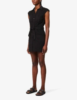 Paige Jaxsyn Self-tie Regular-fit Stretch-cotton And Rayon-blend Mini Dress -Ted Baker Store R04153175 WASHEDBLACK ALT02