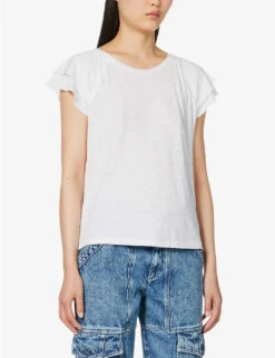 Paige Linnea Flutter-sleeves Cotton-blend Top -Ted Baker Store R04153181 WHITE ALT02