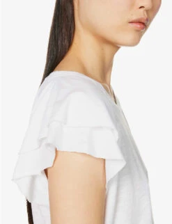 Paige Linnea Flutter-sleeves Cotton-blend Top -Ted Baker Store R04153181 WHITE ALT04