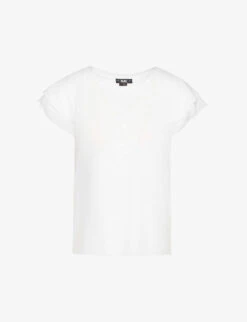 Paige Linnea Flutter-sleeves Cotton-blend Top