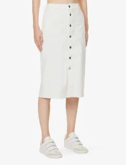 Paige Meadow Brand-patch Stretch-denim Midi Skirt -Ted Baker Store R04153192 TONALECRU ALT02