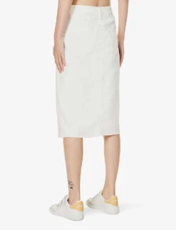 Paige Meadow Brand-patch Stretch-denim Midi Skirt -Ted Baker Store R04153192 TONALECRU ALT03