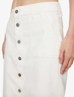 Paige Meadow Brand-patch Stretch-denim Midi Skirt -Ted Baker Store R04153192 TONALECRU ALT04