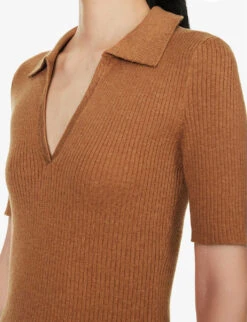 Paige Valencia V-neck Organic Cotton And Silk-blend Knitted Top 11 Paige Valencia V-neck Organic Cotton And Silk-blend Knitted Top -Ted Baker Store R04153199 CINNAMONSUGAR ALT04