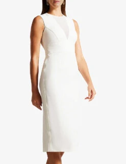 Ted Baker Elissii Sheer-panelled Stretch-woven Midi Dress -Ted Baker Store R04153217 WHITE ALT02