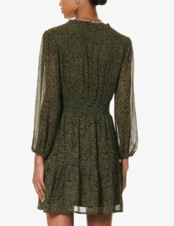 Paige Jeanna Animal-print Silk Mini Dress -Ted Baker Store R04153218 ARMYBLACK ALT03