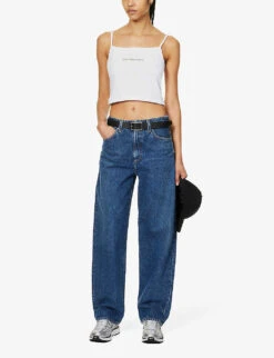 Calvin Klein Monologo-embroidered Towel-texture Cotton-blend Top -Ted Baker Store R04153232 BRIGHTWHITE ALT01