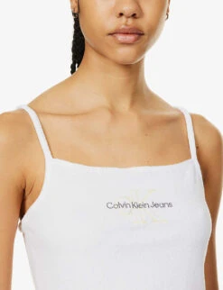 Calvin Klein Monologo-embroidered Towel-texture Cotton-blend Top -Ted Baker Store R04153232 BRIGHTWHITE ALT04