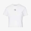 Calvin Klein CK-badge Ribbed Stretch-cotton T-shirt -Ted Baker Store R04153234 BRIGHTWHITE M