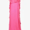 Alexander McQueen Frill-trim One-shoulder Silk Maxi Dress