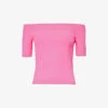 Alexander McQueen Off-the-shoulder Bardot-neck Knitted Top