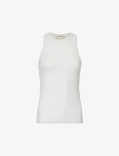 Scoop-neck Fitted Stretch-cotton Top