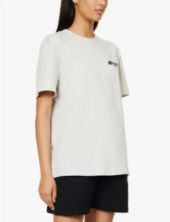 Outline Logo-print Cotton-jersey T-shirt -Ted Baker Store R04153493 GREYMELANGE ALT02