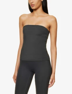 Logo-print Fitted Stretch-woven Top -Ted Baker Store R04153500 CHARCOAL ALT02