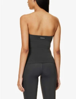 Logo-print Fitted Stretch-woven Top -Ted Baker Store R04153500 CHARCOAL ALT03