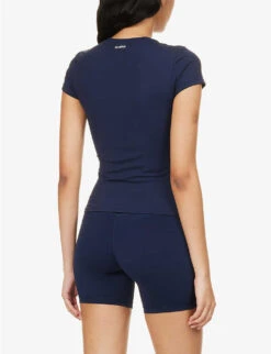 Ultimate Slim-fit Stretch-woven T-shirt -Ted Baker Store R04153524 NAVYBLUE ALT03