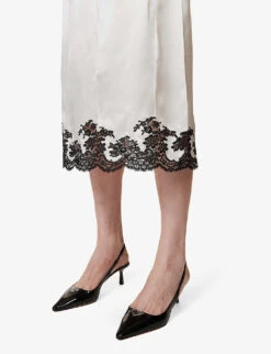 Prada Lace-trim Elasticated-waist Silk Midi Skirt -Ted Baker Store R04154506 AVORIO ALT04