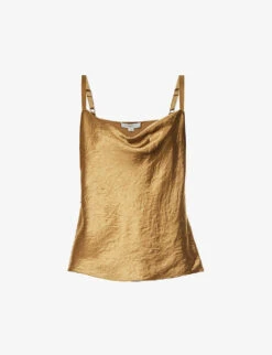 Vince Cowl-neck Flared-hem Satin Top