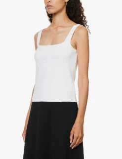 Vince Square-neck Sleeveless Stretch-cotton Top -Ted Baker Store R04154649 OPTICWHITE ALT02